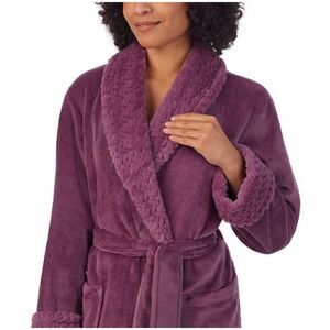 New! CAROLE HOCHMAN Plush Robe Purple (Berry) Sz Small 6-8 Pockets Soft NWT